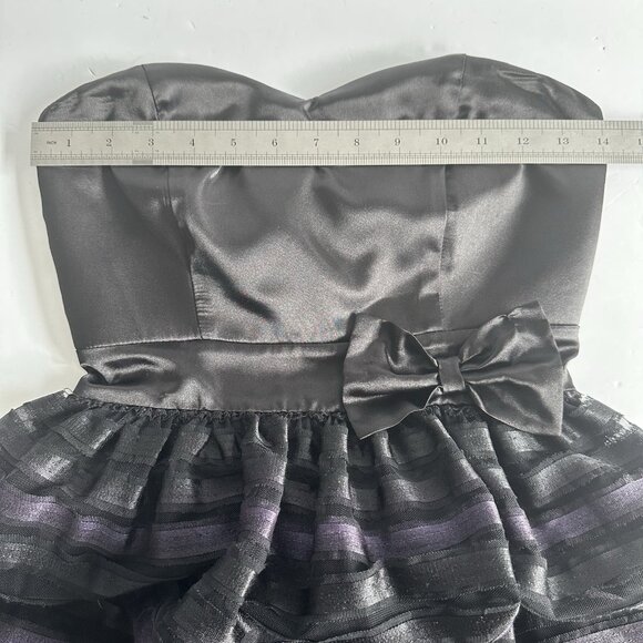 Vintage Y2K BeBop Empire Waist Strapless Mini Cocktail Dress Womens S Black Mesh - Picture 10 of 14